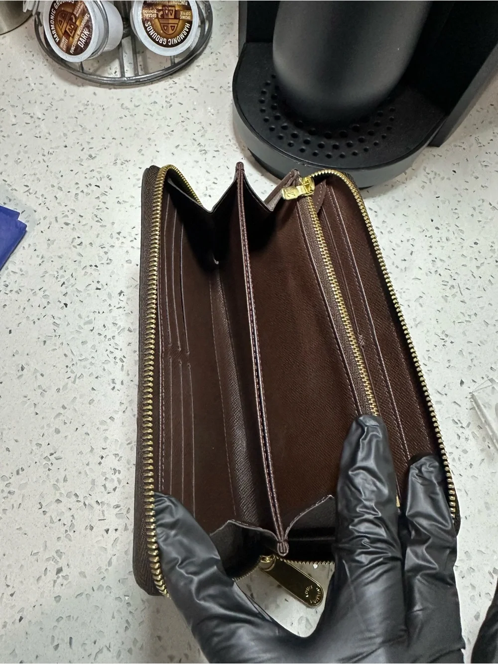 Louis Vuitton Damier Ebene Zippy Coin Purse Wallet Brown Canvas Gold Hardware